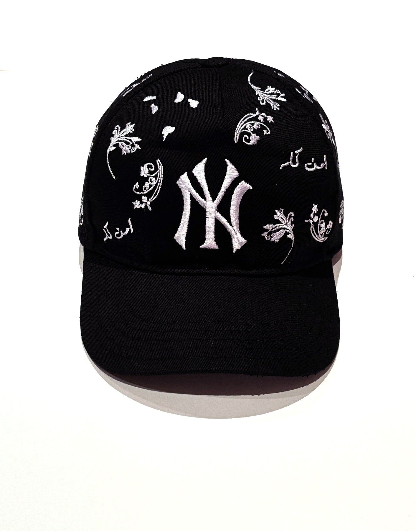 All-Over Embroidered Snapback Hat - Black